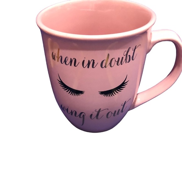 pink ceramic ‘when in doubt, wing it’  printed‎ coffee mug new - Picture 9 of 11